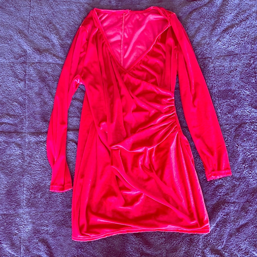 Faux Velvet Rouged front dress.
